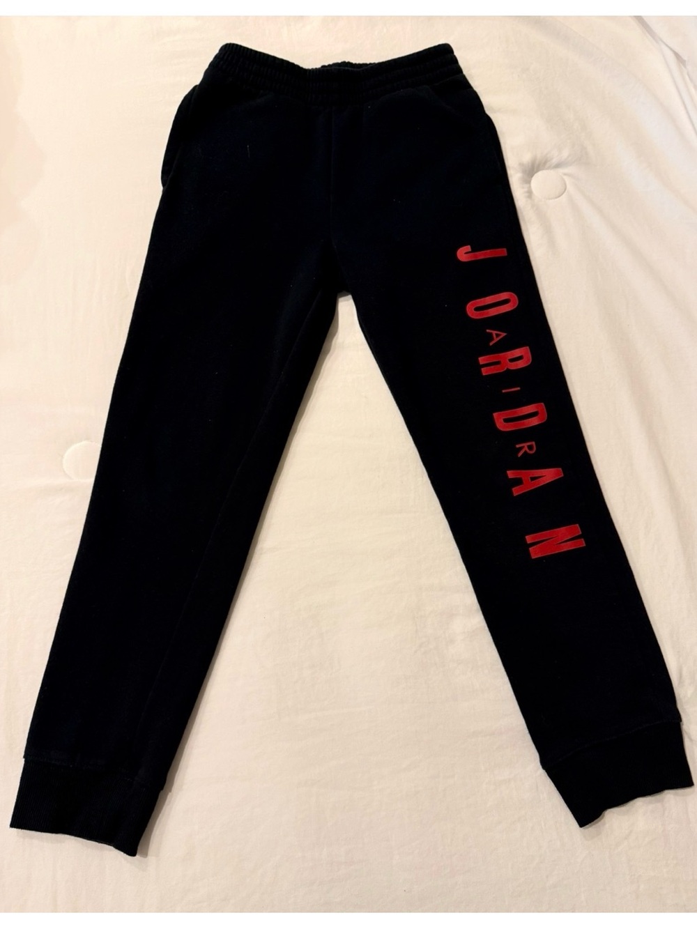 Jordan Black Jogger Pants with Red Side Logo